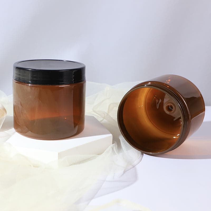Pet Face Mask Containers, 500ml Amber Plastic Jar, Containers For Beauty Products Cream, Empty Cosmetic Jar Pot