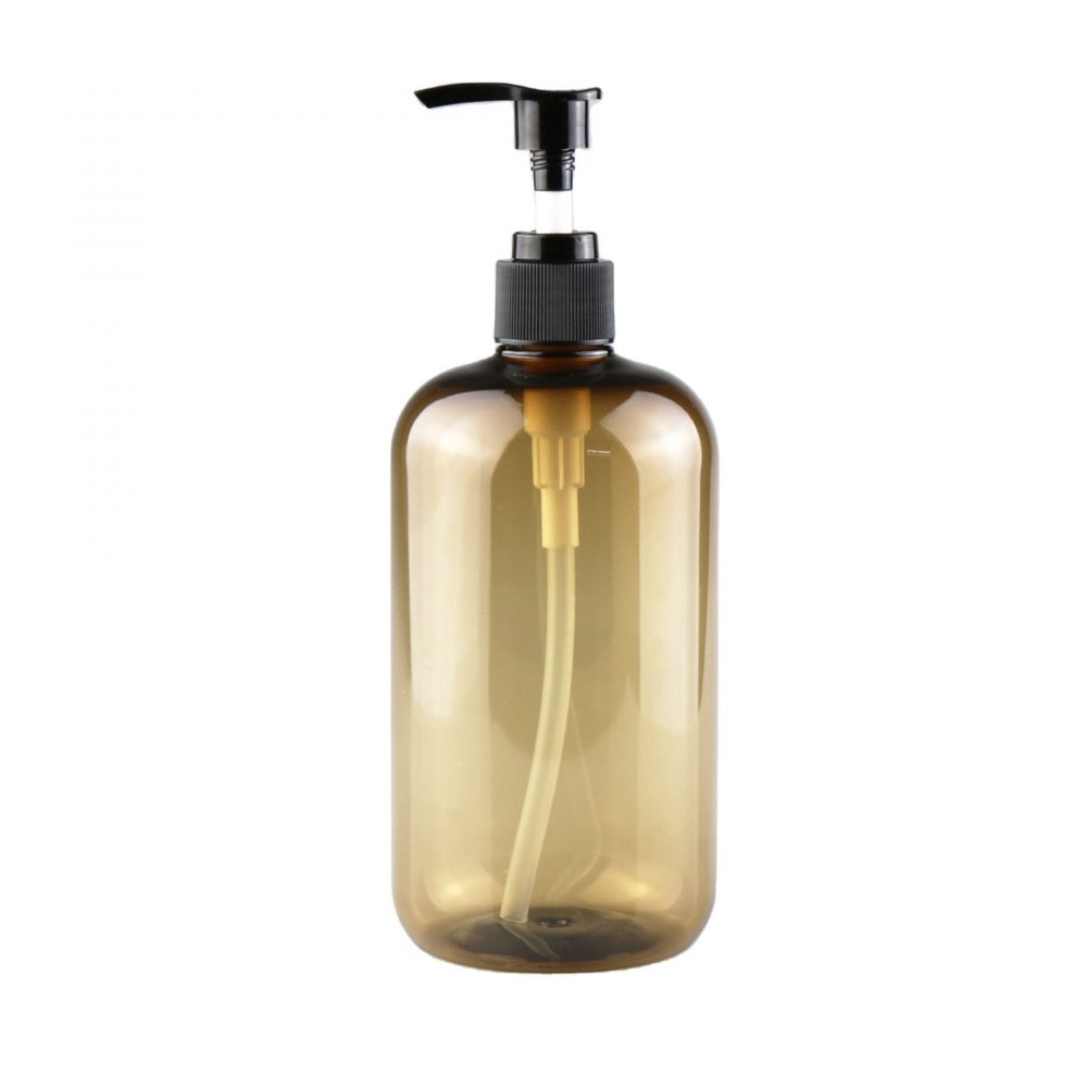amber bottle with lotion pump