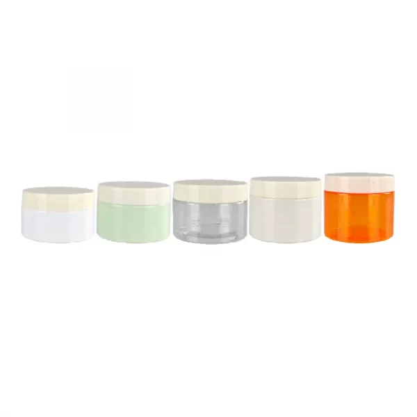 round pet plastic cream jar with plastic lid