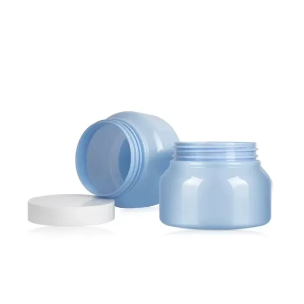 customzied 250g blue color cream jar with white color lid